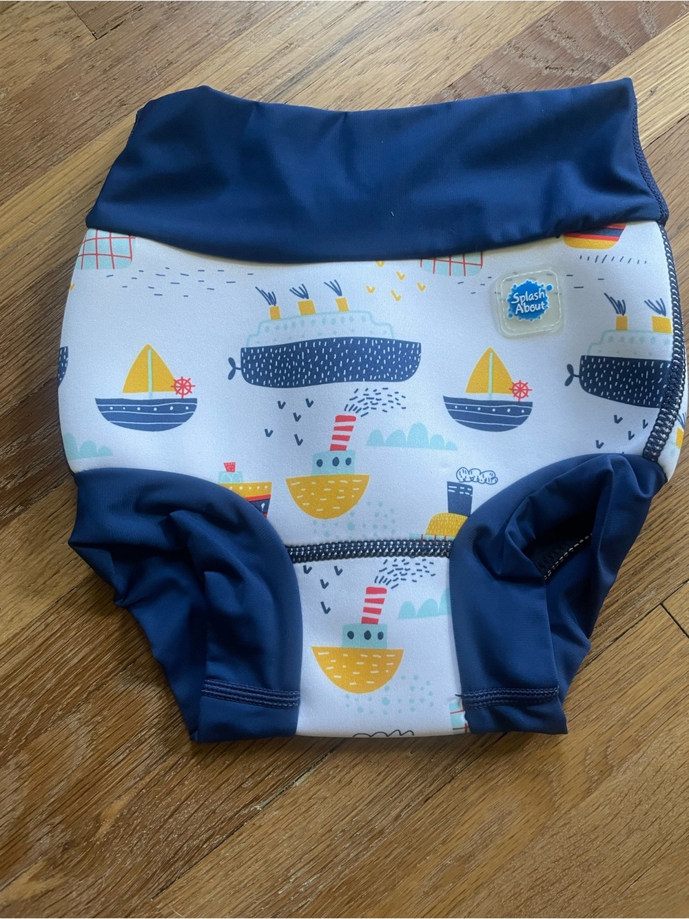 Splash About Navy & White Boats Swim Nappy for Kids